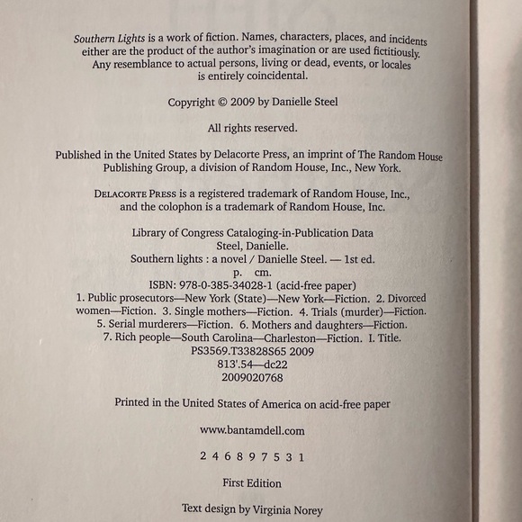 ⚡️3/$24⚡️ Southern Lights: A Novel by Danielle Steel (Hardcover) - Picture 4 of 4